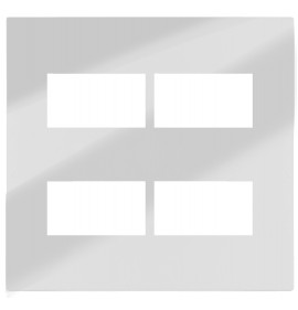 Placa 4 Módulos Separados com Suporte 4x4 - RECTA Espelhada Gloss